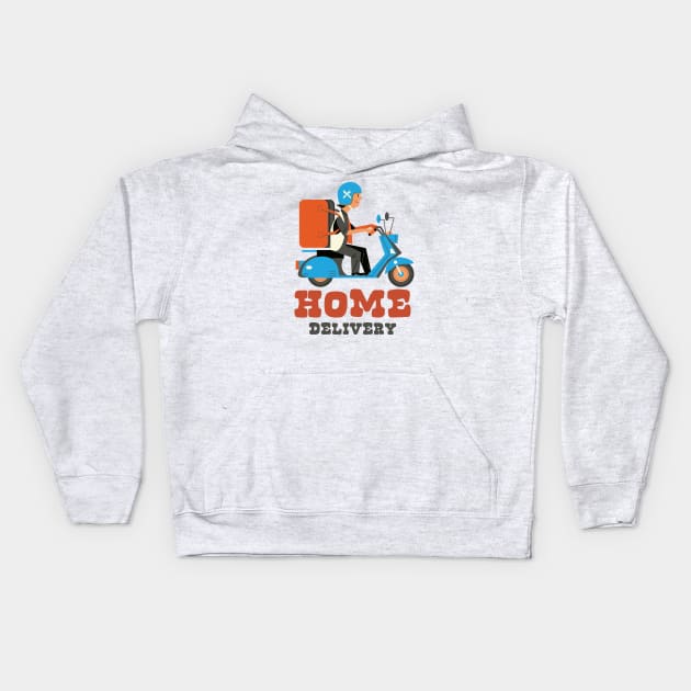 Home Delivery Kids Hoodie by RussellTateDotCom